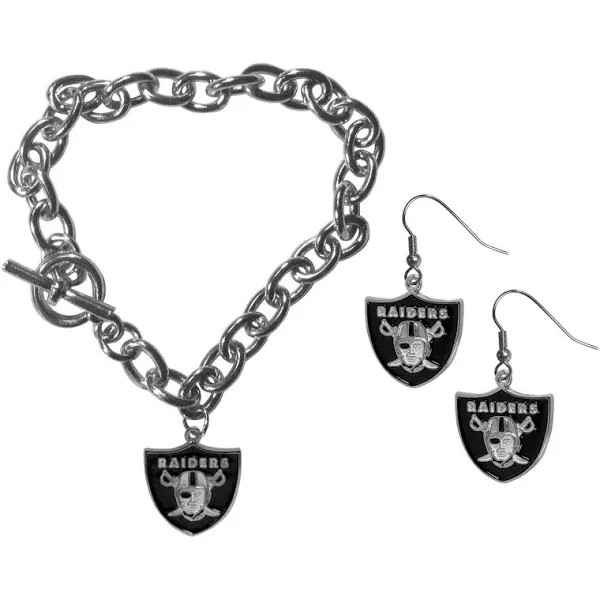 Siskiyou Las Vegas Raiders Chain Bracelet and Dangle Earring Set