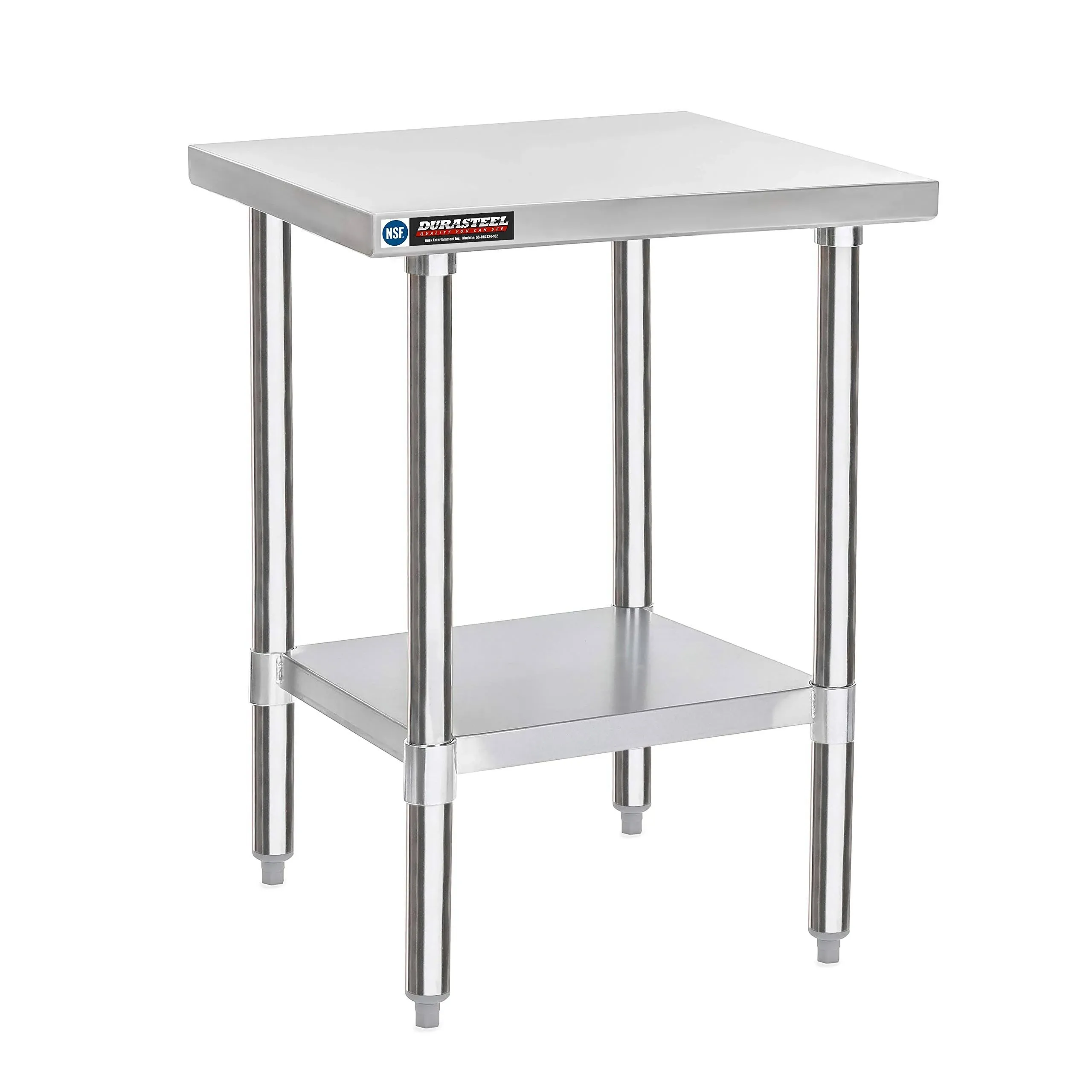 24 x 24 inch Commercial Stainless Steel Workbench Table with Adjustable Under ...