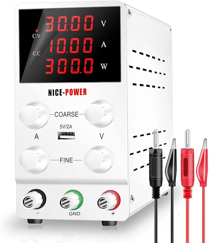 NICE-POWER DC Power Supply Variable 30V 10A, 4 Digital Display Adjustable Reg...