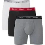 Mens 3-Pack Hanes Originals Stretch Moisture Wick Comfort Flex Boxer Brief Small