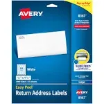 Avery (8167) Easy Peel Return Address Labels for Inkjet Printers, ½" x 1¾", White, 25 Sheets, 2000 Labels