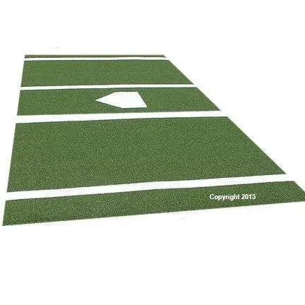 Premium Baseball  or Softball  6&#39; Feet X 12&#39; Feet Turf Hitting Mat in GREEN 5mm Foam Backing and Permanent Inlaid Turf Plate