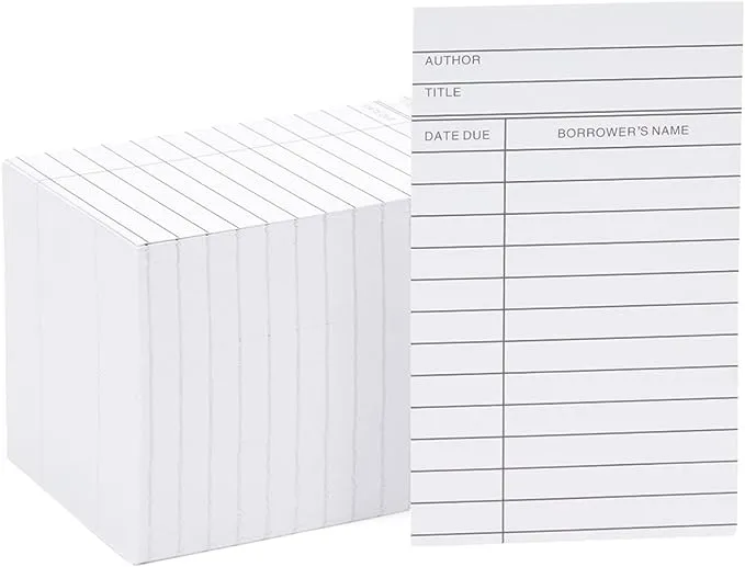 Paper Junkie 250 Pack Blank Library Cards for School Book Checkouts, CDs, DVDs, Vinyl Records, Classroom Supplies, White, 3 x 5 In