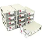 Set Of 12 Plastic Desktop Stackable Modular Craft Small Parts Hardware Drawers O