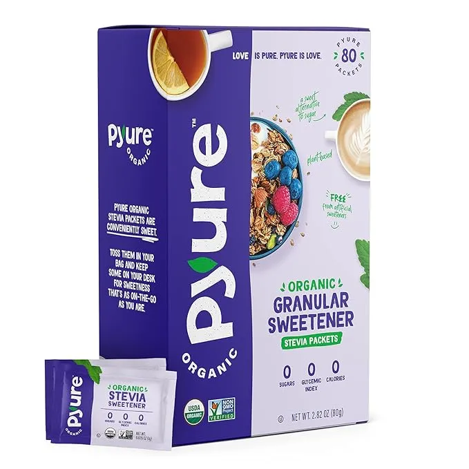 Pyure Organic Stevia Natural Sweetner - 80 count, 2.82 oz box