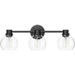 Tipace Industrial Bathroom Vanity Lighting Fixtures 3-Lights Farmhouse Matte Black Finish with Globe Clear Glass Vanity Lights Vintage Bath Lighting(Exclude Bulb)