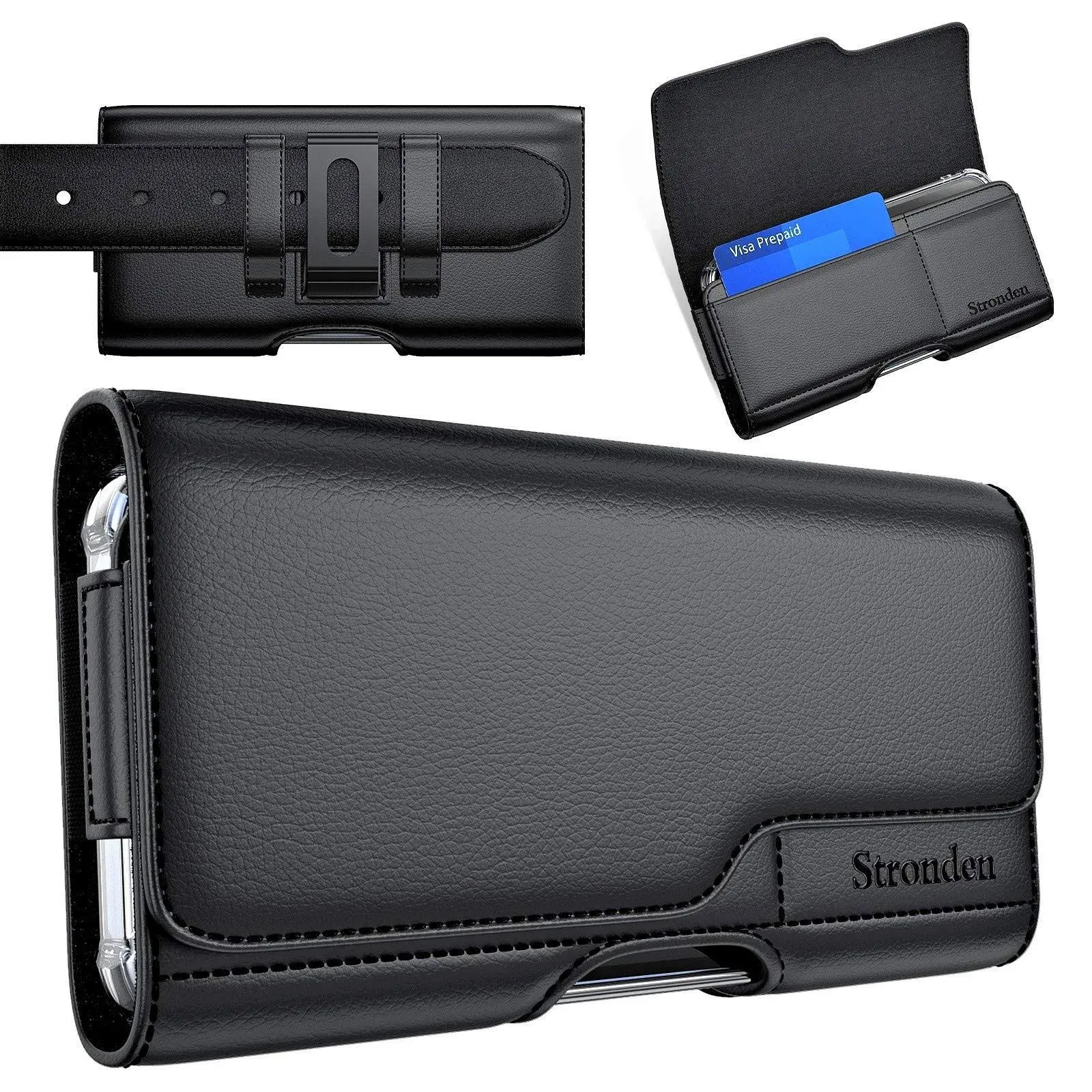 Stronden Holster for Samsung Galaxy S24, S23, S22, S21, S20, S10, S9 (NOT Plus or Ultra) - Leather Belt Case with Belt Clip, Card Holder, Magnetic Closure Pouch (Fits Slim/Regular Case on)