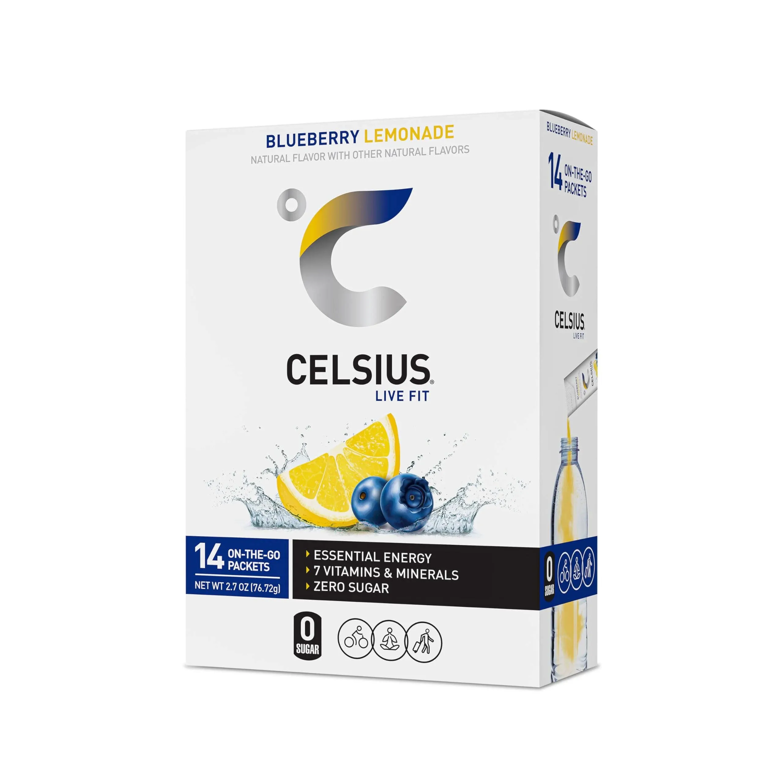 Celsius Blueberry Lemonade On-The-Go, Powder Sticks - 14 ct