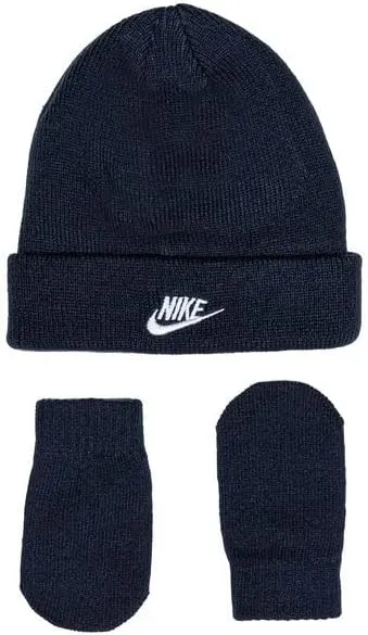 Nike Baby Boys Beanie and Mittens 2 Piece Set  12-24 Months Blue Knit Mittens