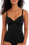 Jewel Cove Underwire Tankini Top In Black Solid