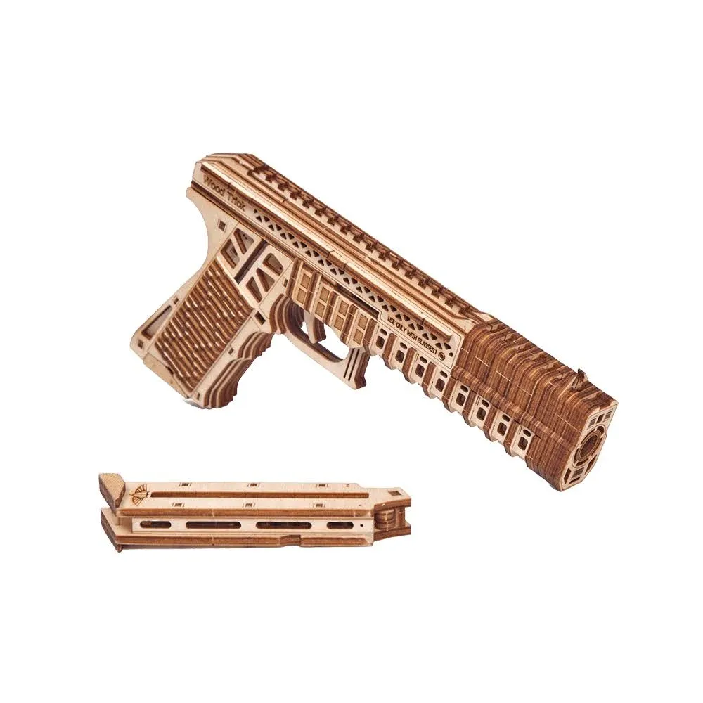 Mechanical Puzzle Wood Trick 3D Model DEFENDER Pistol Gun Wooden self-Assembly