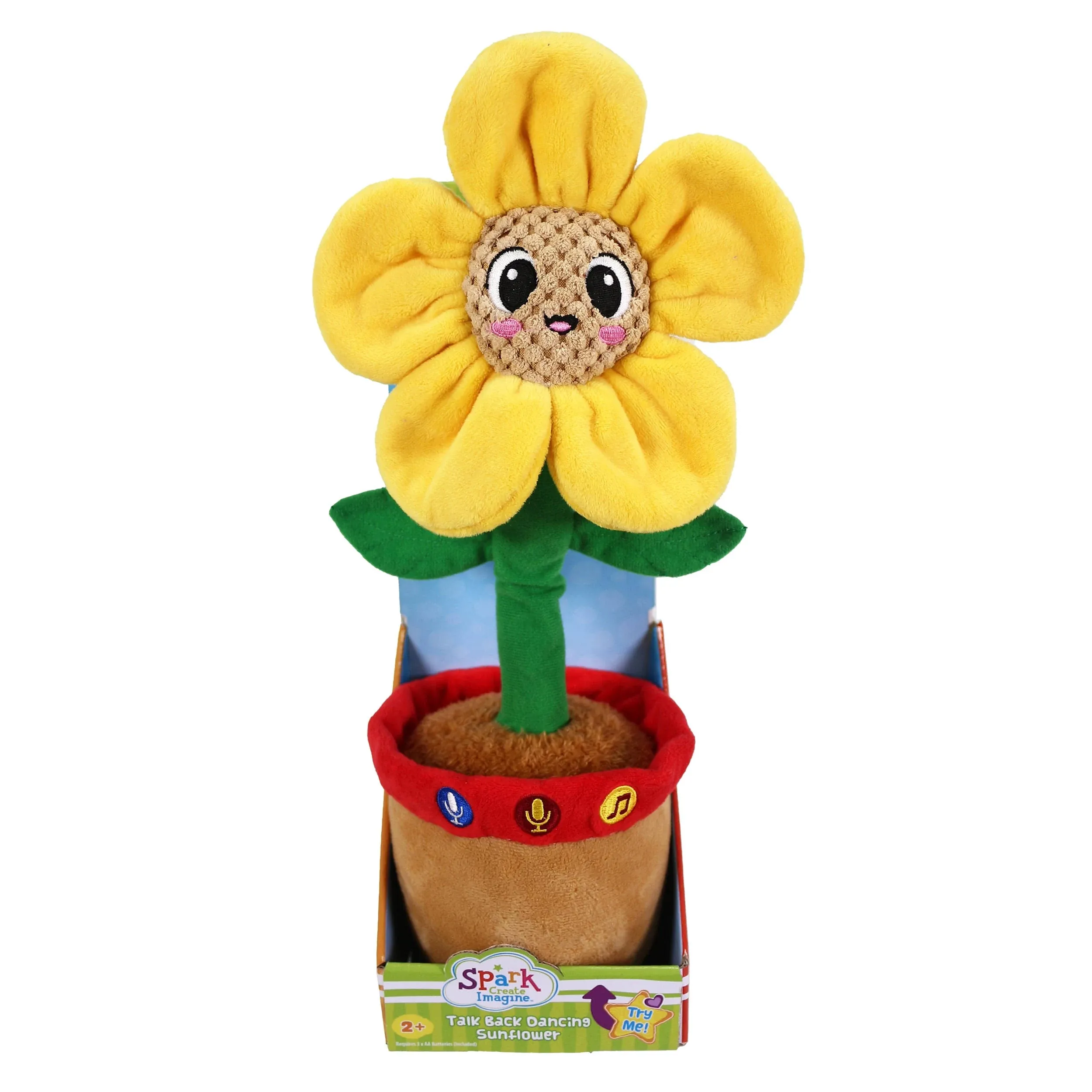 Bilingual Talking and Dancing Plush Sunflower, Lights Up, Repeats What You Say