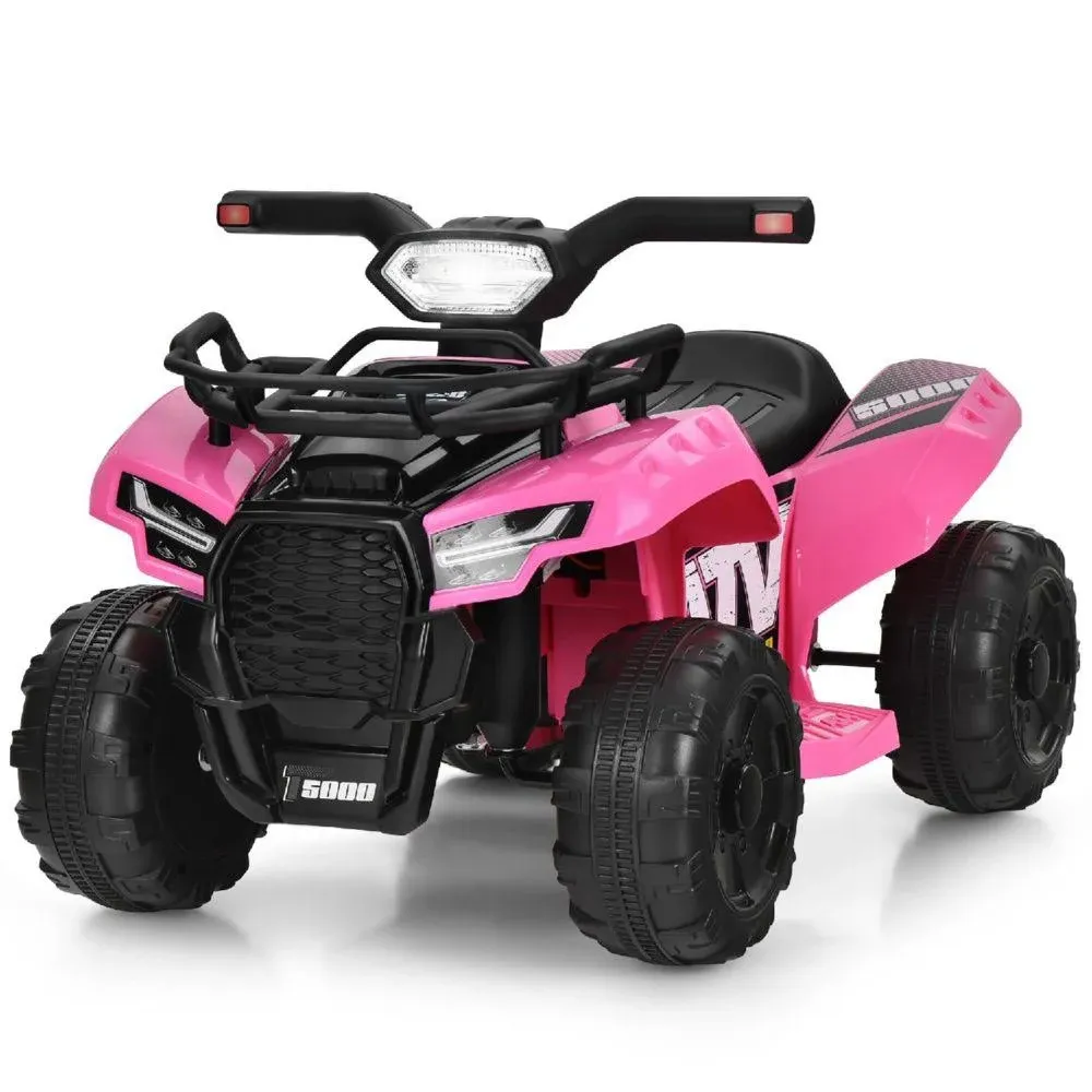 Costway 6V Kids ATV Quad Electric Ride on Car Toy Toddler with LED Light MP3 Pink