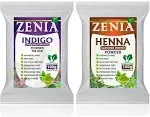 Zenia 100% Pure Indigo Powder and Henna Powder Hair Color Combo Kit 100 Grams Each 2022 Crop