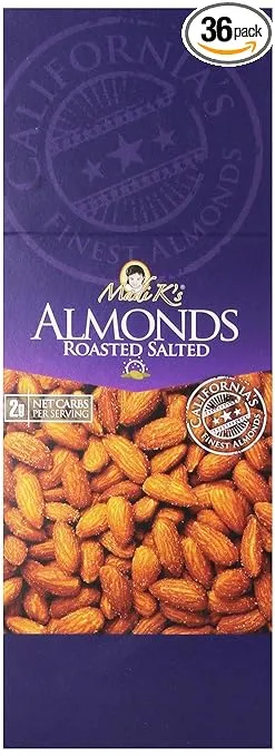 Madi K&#039;s Roasted and Salted Almonds, 2-Ounce Bags (Pack of 36)