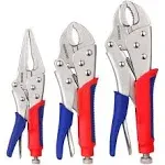 WORKPRO 3-piece Locking Pliers Set, 10-inch Curved Jaw, 7-inch Curved Jaw And 6-1/2-inch Straight Jaw