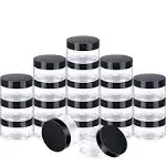 SATINIOR 24 Pieces Empty Clear Plastic Jars with Lids Round Storage Containers Wide-Mouth for Beauty Product Cosmetic Cream Lotion Liquid Butter Craft and Food (Black Lid, 1 oz)