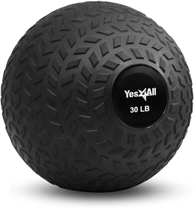 Yes4All Upgraded Fitness Slam Medicine Ball 30lbs for Exercise, Strength, Power Workout | Workout Ball | Weighted Ball | Exercise Ball | Black