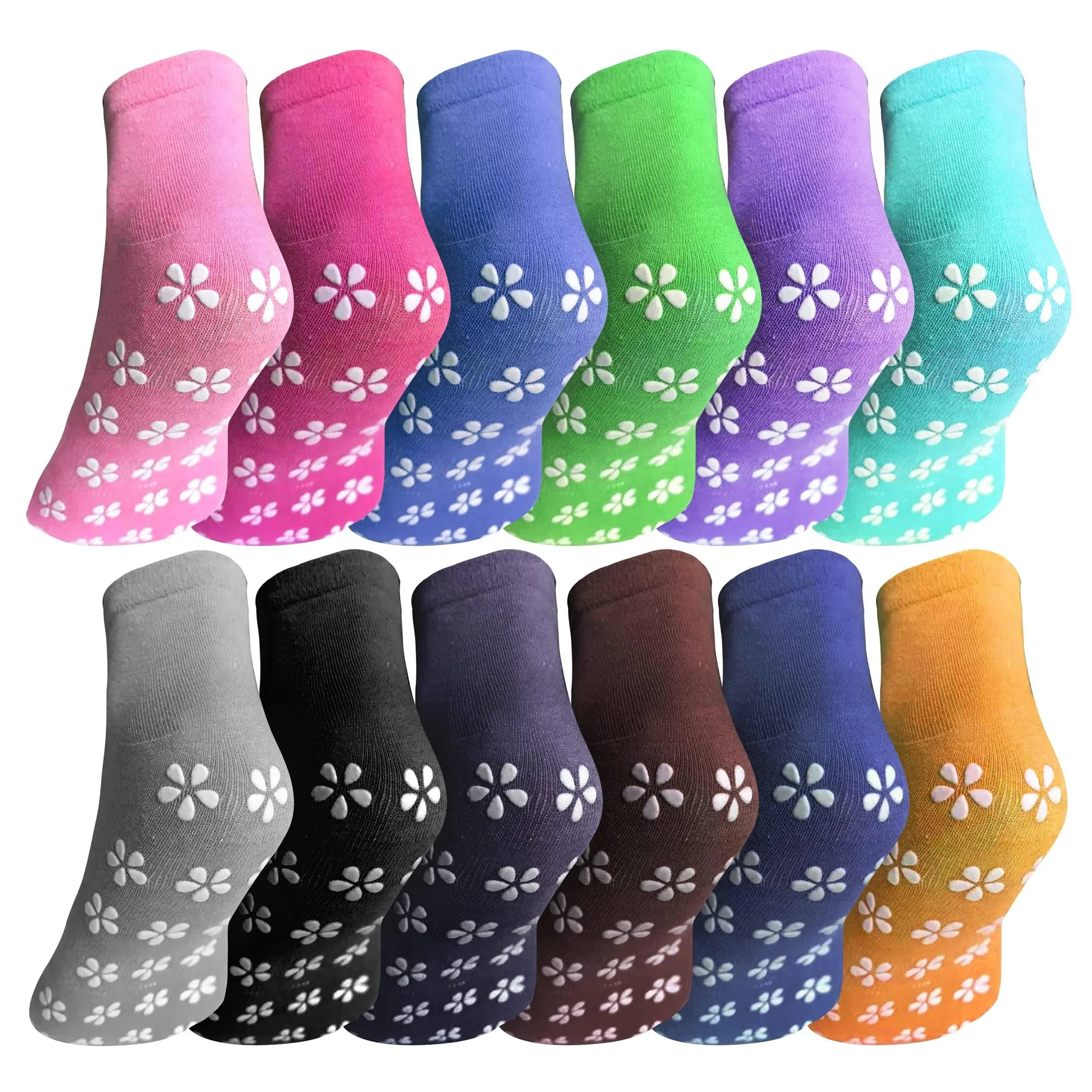 12 Pairs Non Slip Yoga Socks for Women Anti-Skid Gripper Socks Slipper Socks for Pilates Ballet Barre Yoga