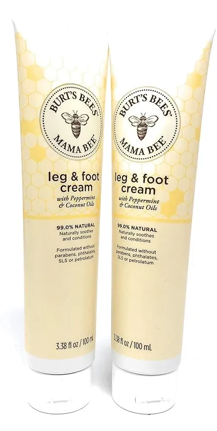 Burt's Bees Mama Bee with Oil, Leg & Foot Cream Peppermint 3.38 fl oz (Pack of 2)