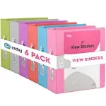 Enday 3-Ring View Binder with 2-Pockets - Multicolor 6 Pack