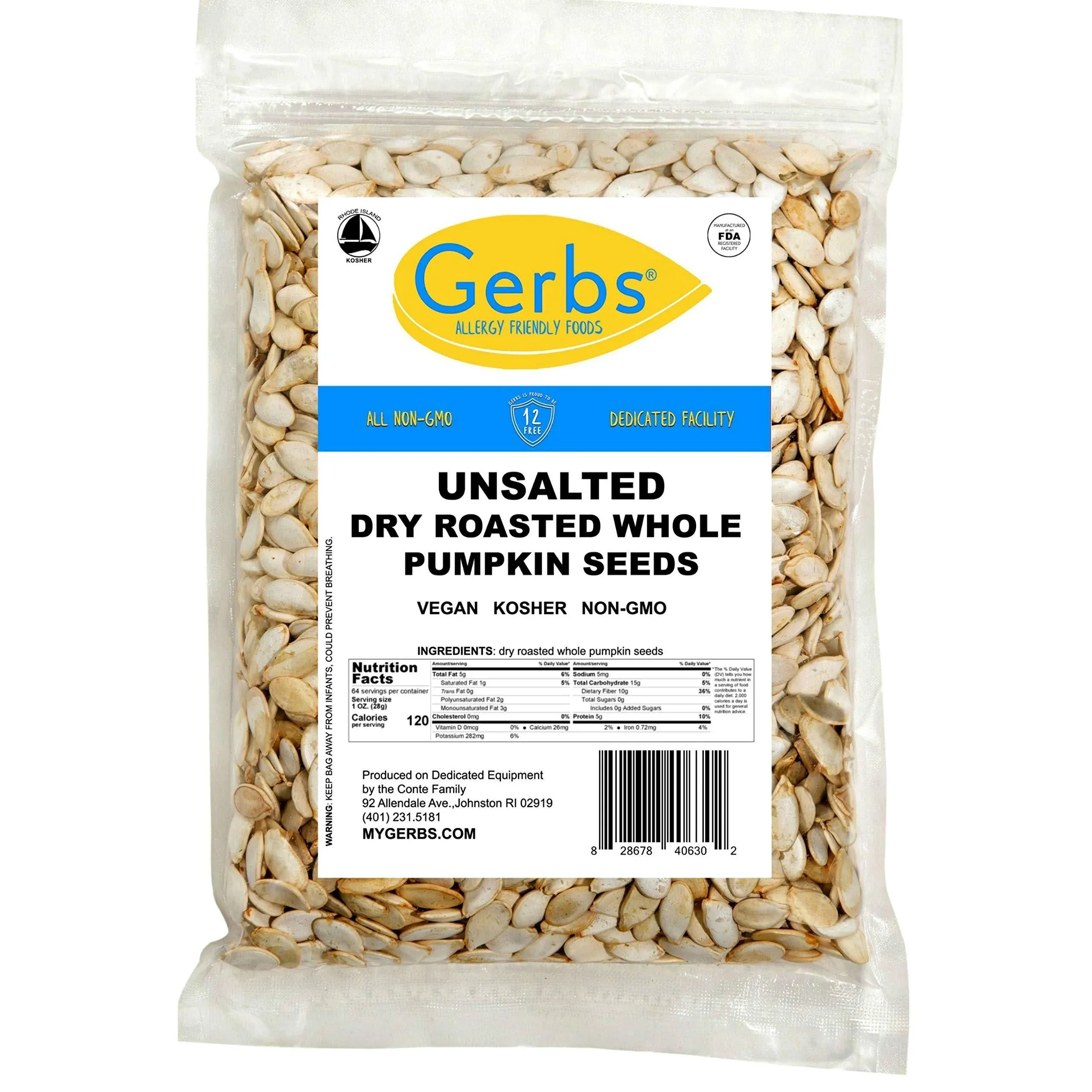 Gerbs Unsalted Whole Pumpkin Seeds