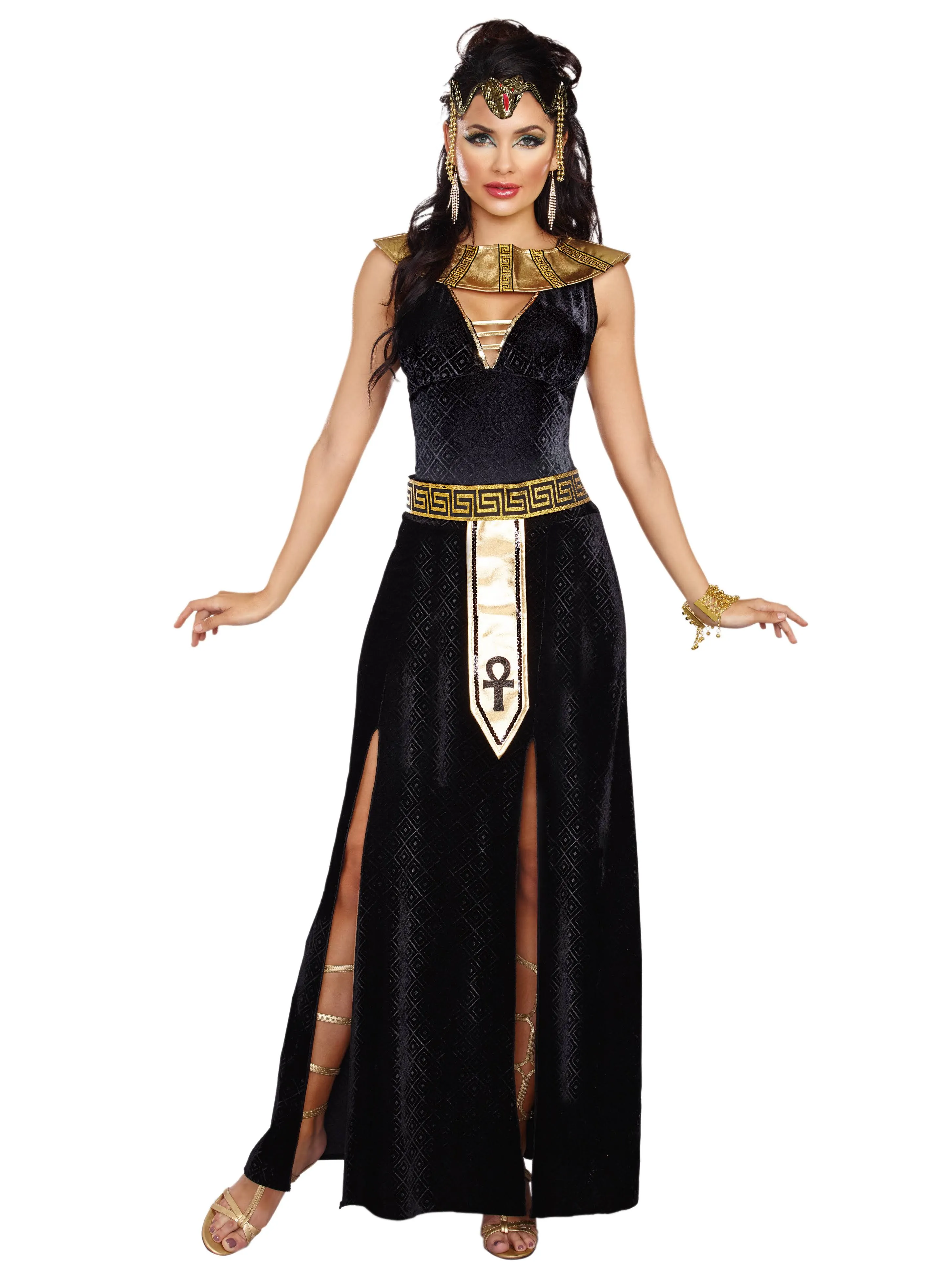 Dreamgirl Women's Exquiste Cleopatra Costume, Black/Gold, M