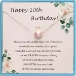 Sereney 10th Birthday Gifts for Teens Sterling Silver Pink Pearl Necklace as Gifts for 10 Year Old, Adjustable Length 10 Birthday Ideas for Teens Trendy 2024