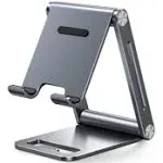 UGREEN Phone Stand for Desk Cell Phone Holder Adjustable Compatible with iPhone 15/14/13/12 Pro Max/11/XS Max/XR/X/8 Plus/Nintendo Switch, Aluminum Metal Desktop Phone Stand Portable, Space Grey