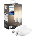 Philips Hue White E12 Candle Smart Bluetooth LED Light Bulbs 2-Pack