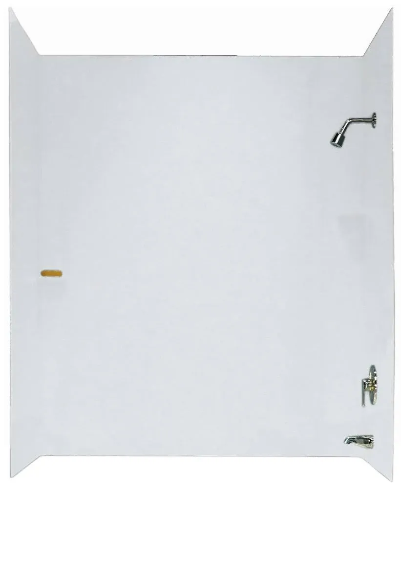 Swan Solid Surface 30-in x 60-in x 72-in Bathtub Wall Kit in White