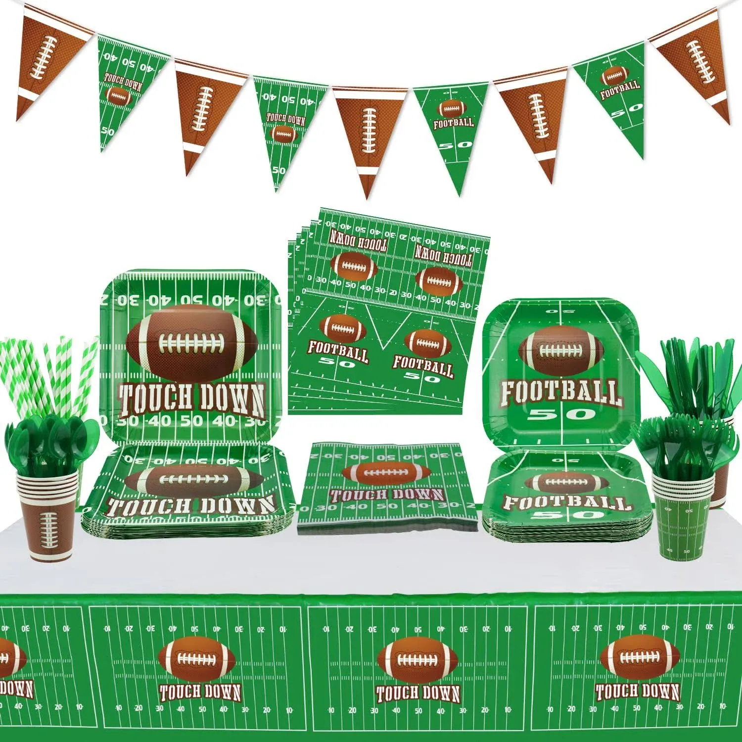 Football Party Supplies Football Touchdown Game Day Accessory Including Plates ...