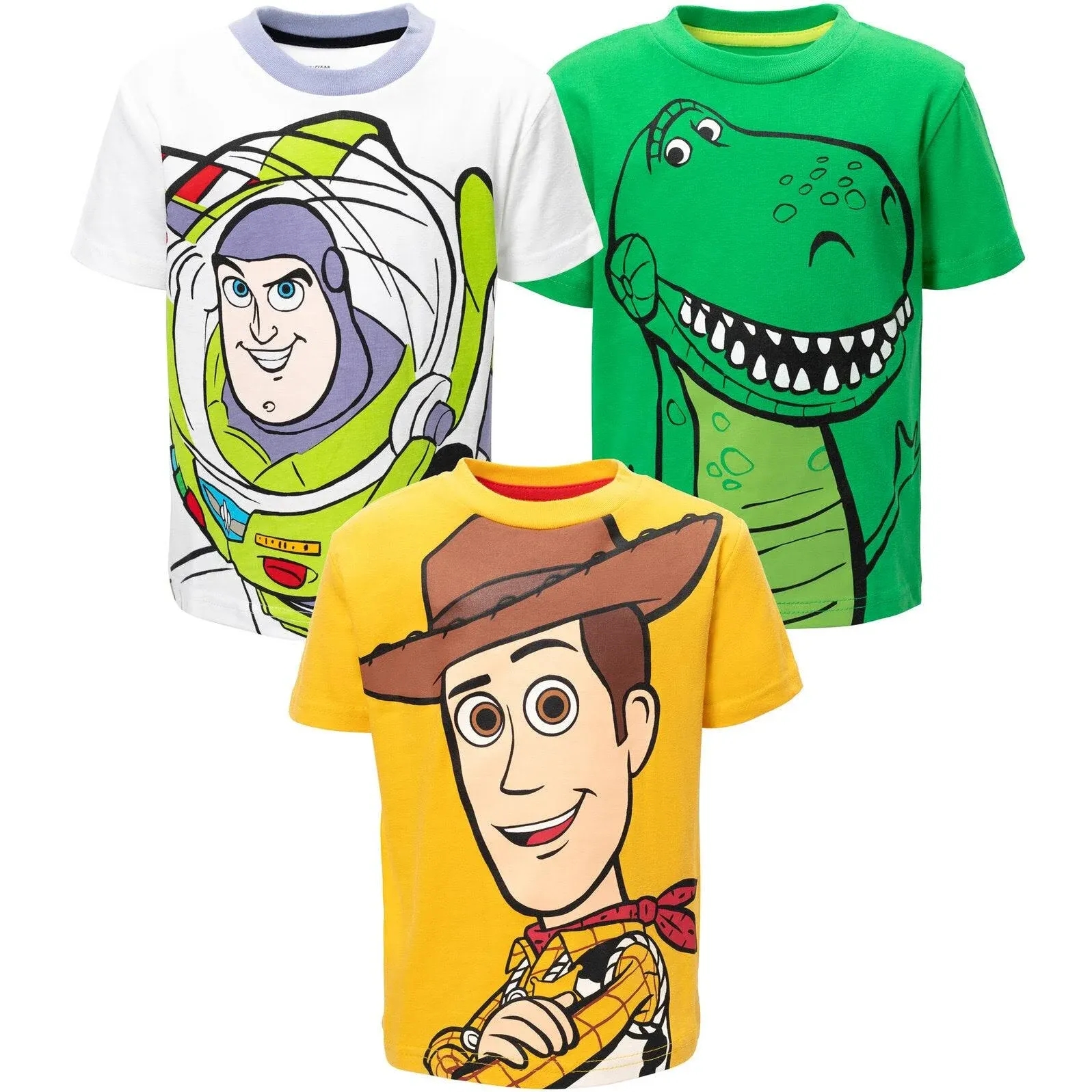 Disney Pixar Toy Story Buzz Lightyear Woody Rex Toddler Boys 3 Pack Graphic T-shirts 4T