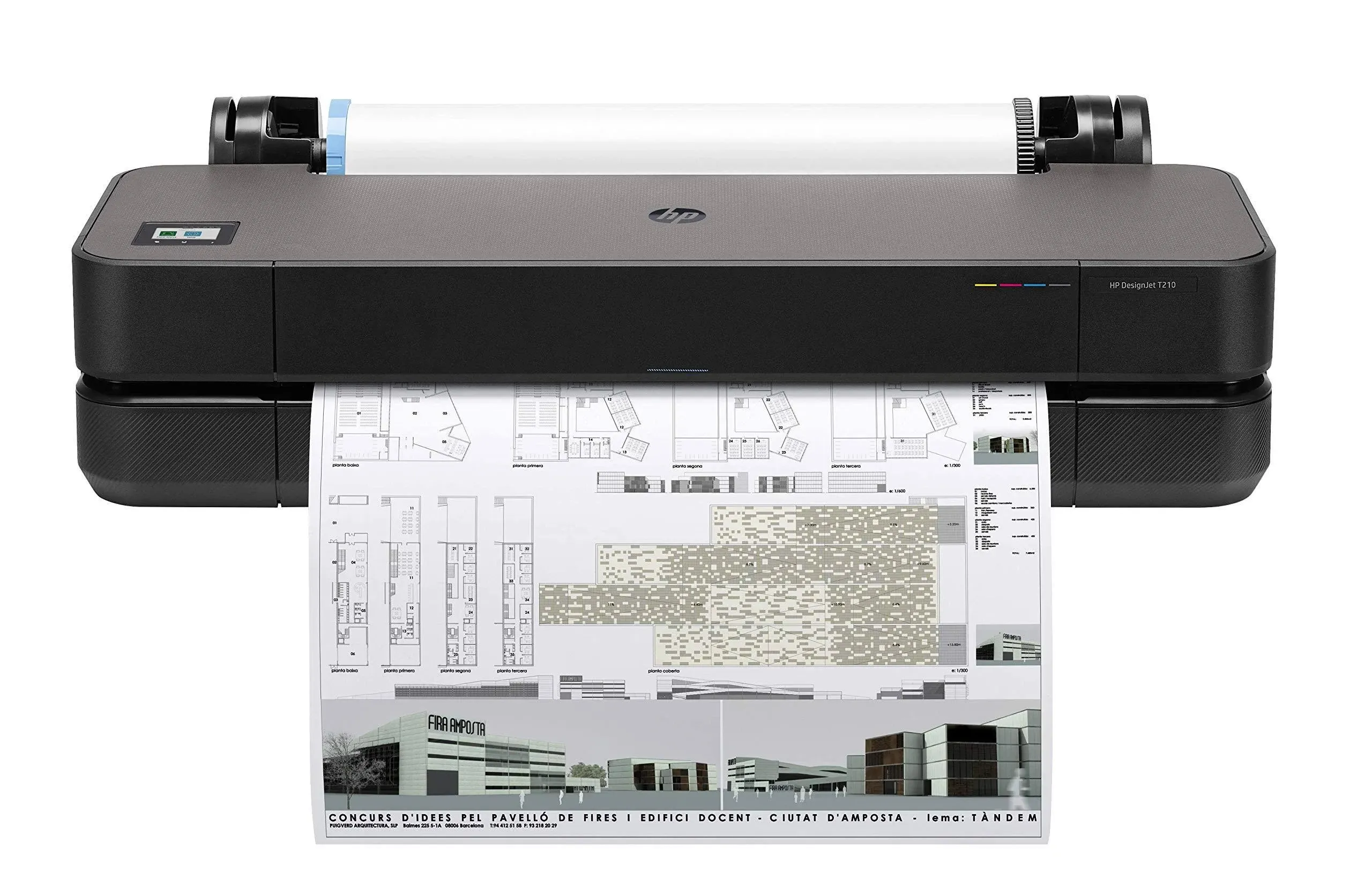 HP DesignJet T210 - 24" large-format printer - color - ink-jet - A1, , ANSI D - 1200 x 2400 dpi - up to 0.8 min/page (mono) / up to 0.8 min/page (color) - USB 2.0, LAN, Wi-Fi - cutter