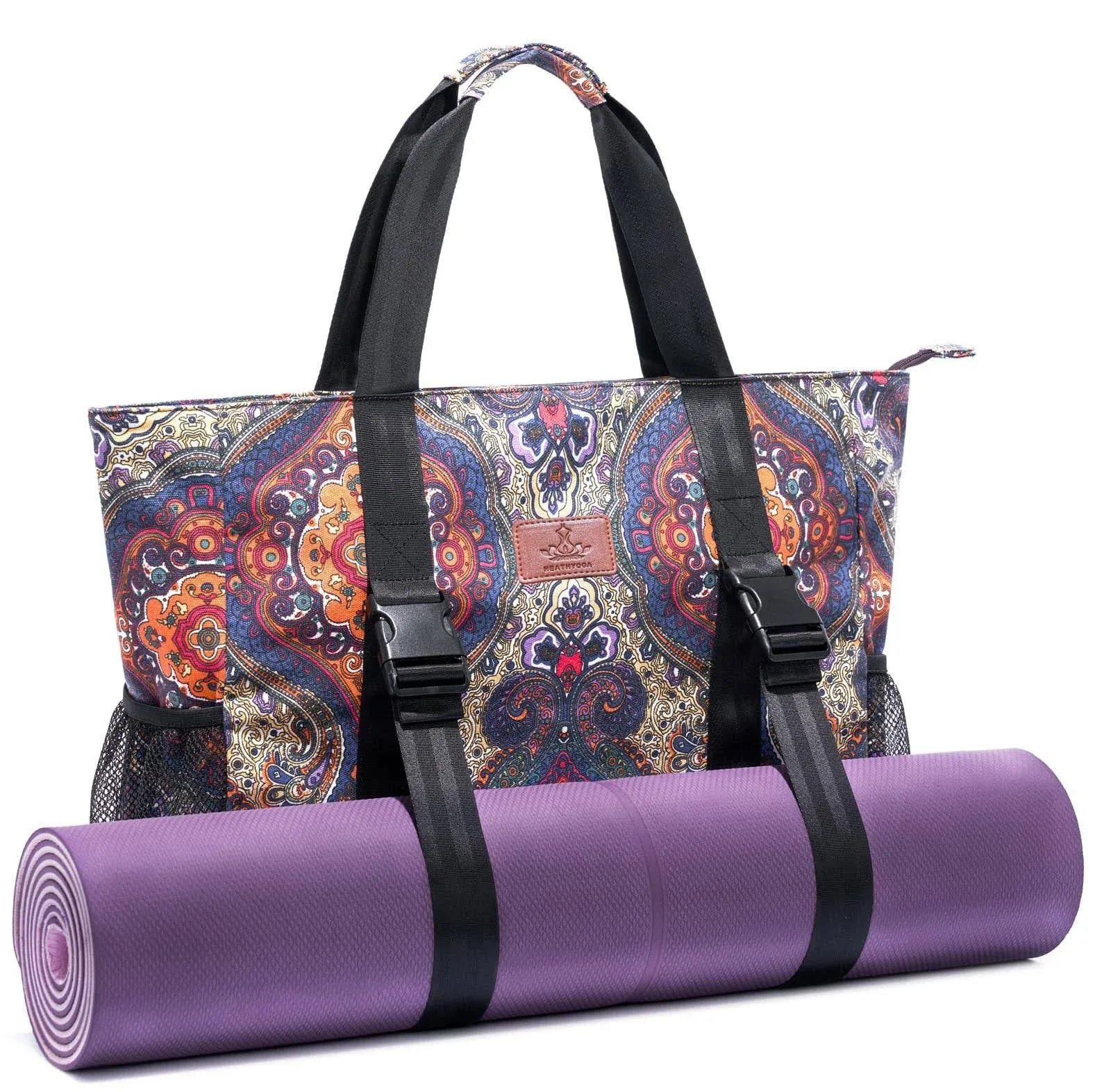 Heathyoga Yoga Mat Bag with Large Mat Carrier Pocket Gym Bag for Women Multi-functional Yoga Bag Workout Bag for Women Yoga Mat Carrier Gym Tote Bag