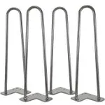 Wen TL16S 16-inch Mid-Century Modern Raw Steel Hairpin Table Legs, 1/2" Diameter, Set of 4