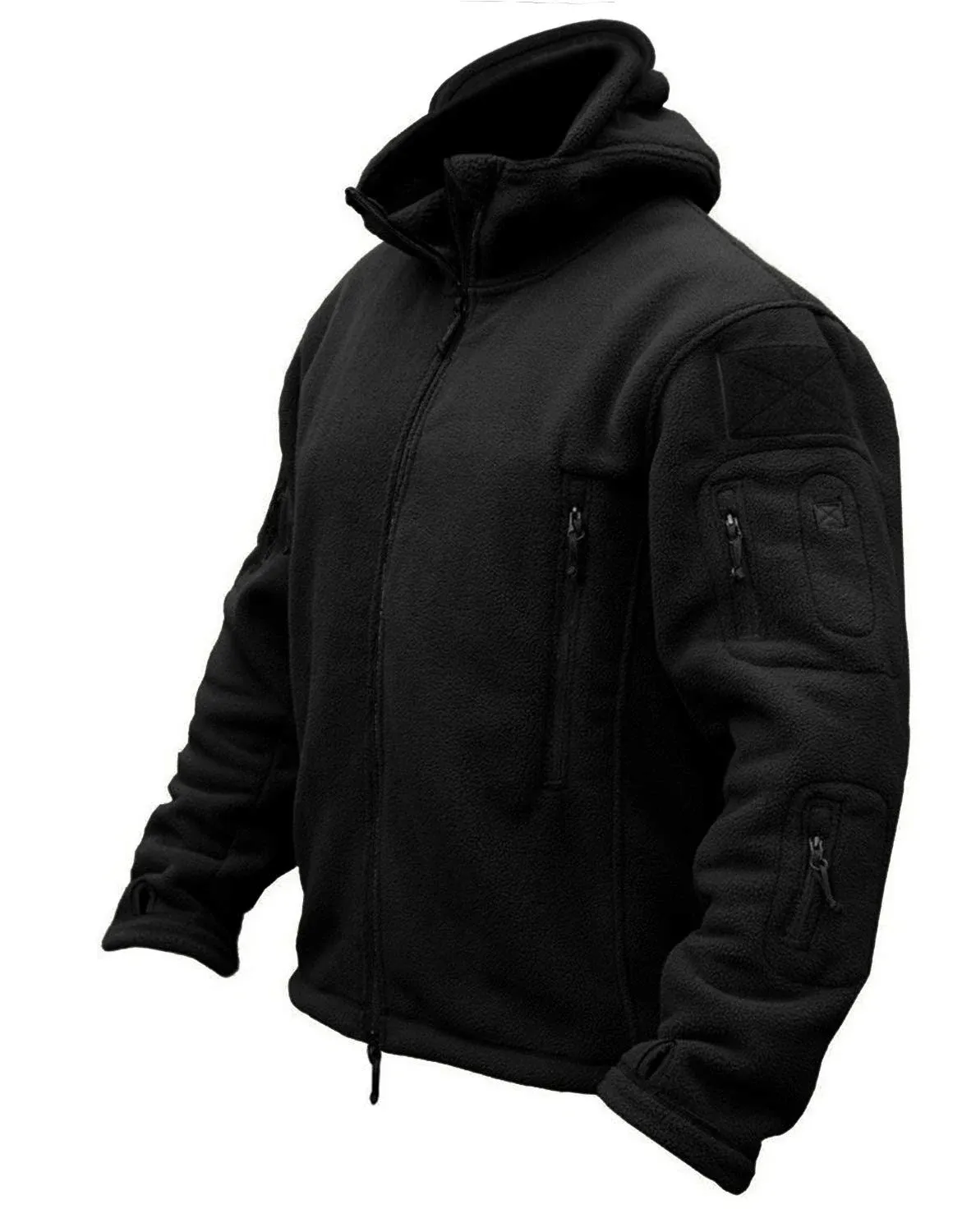 CRYSULLY Men&#x27;s Military Tactical Sport Fleece Hooded Jacket Coat