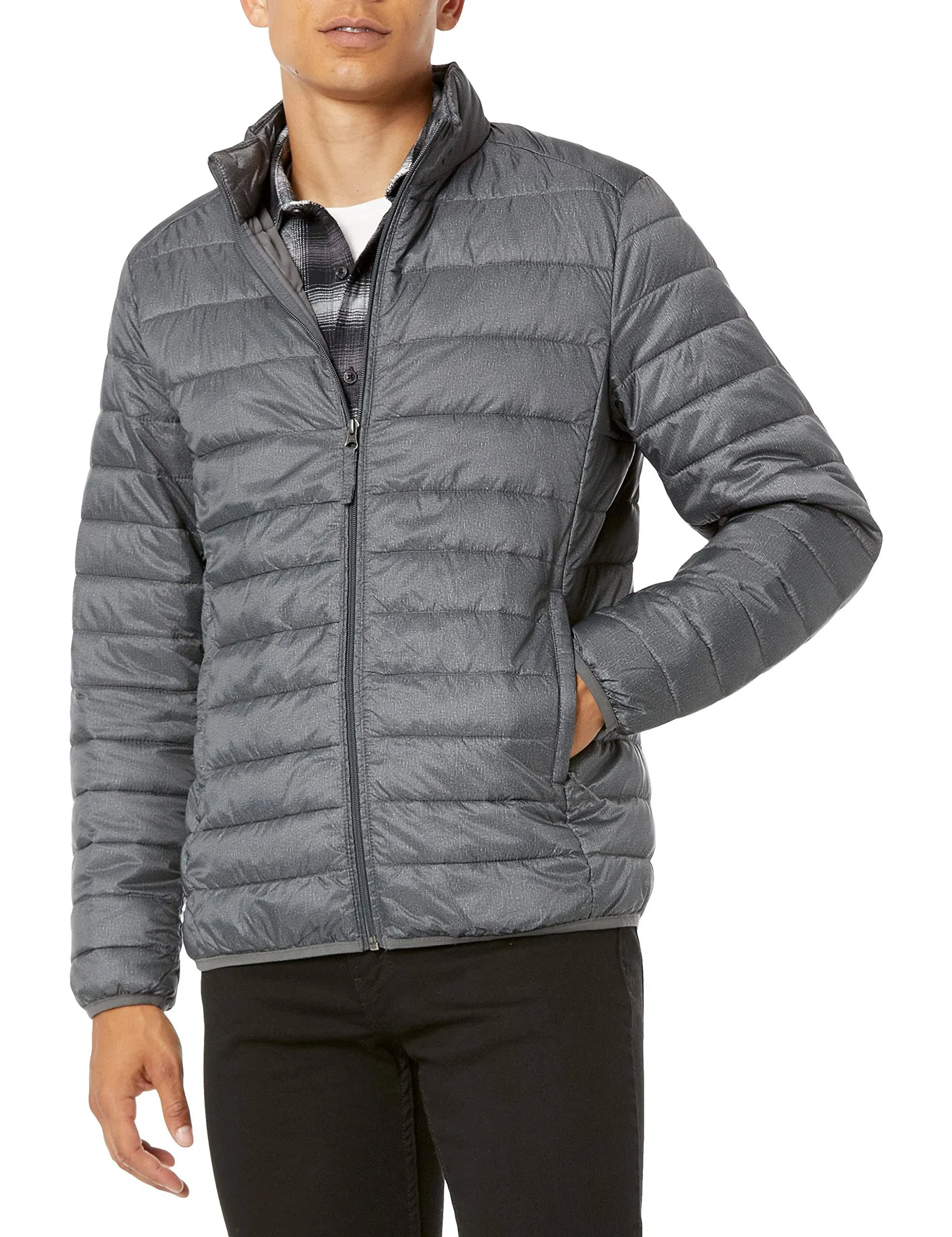 Mens  Packable Water Resistant Puffer Jacket-Charcoa<wbr/>l Lightweight-Sm<wbr/>all