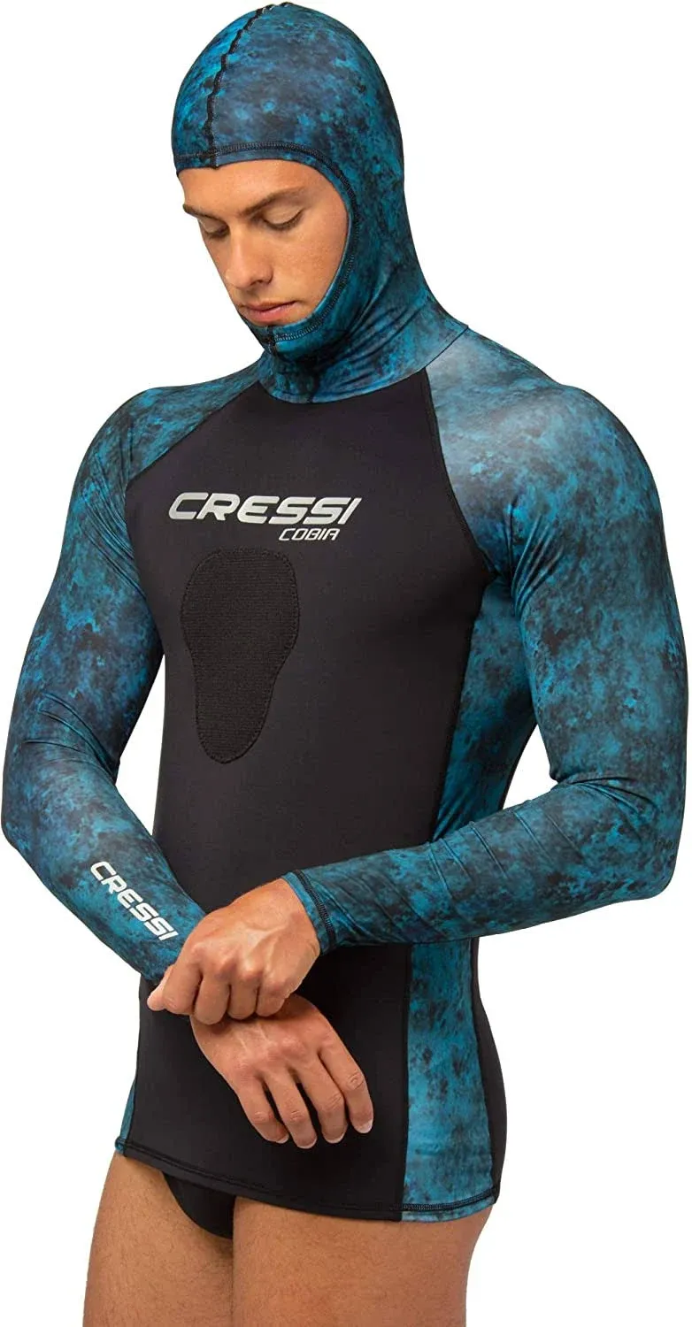 Cressi Adult Camouflage Hooded Rash Guard - Neoprene Padded Chest | Cobia: get the Hunter equipment