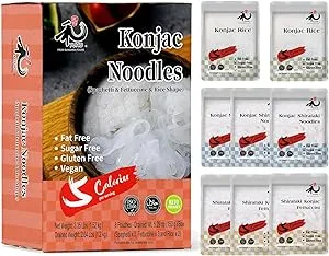 YUHO Shirataki Konjac Angel Hair Noodles, 8 Pack Inside, Vegan, Low-Calorie Food, Gluten-Free, Fat-Free, Keto Friendly, Low Carbs, 53.61 oz (1520 g)