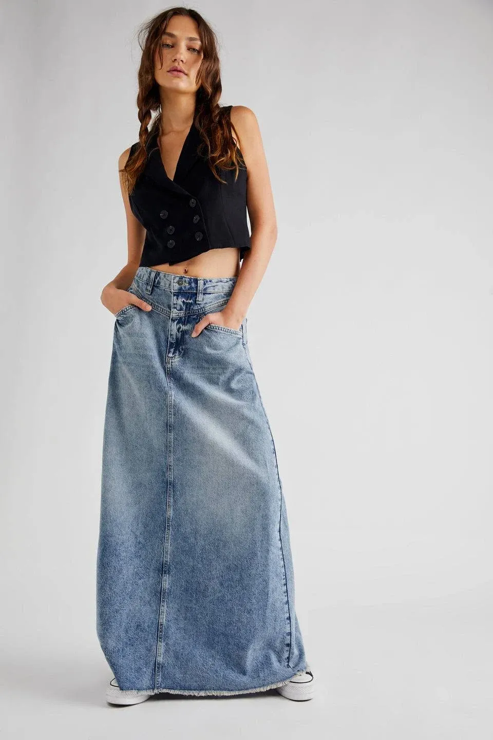 FP Movement Women's Come As You are Denim Maxi Skirt