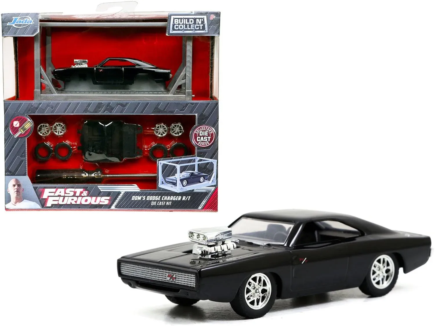 Model Kit Dom's Dodge Charger R/T Black Fast & Furious Movie Build N' Collect