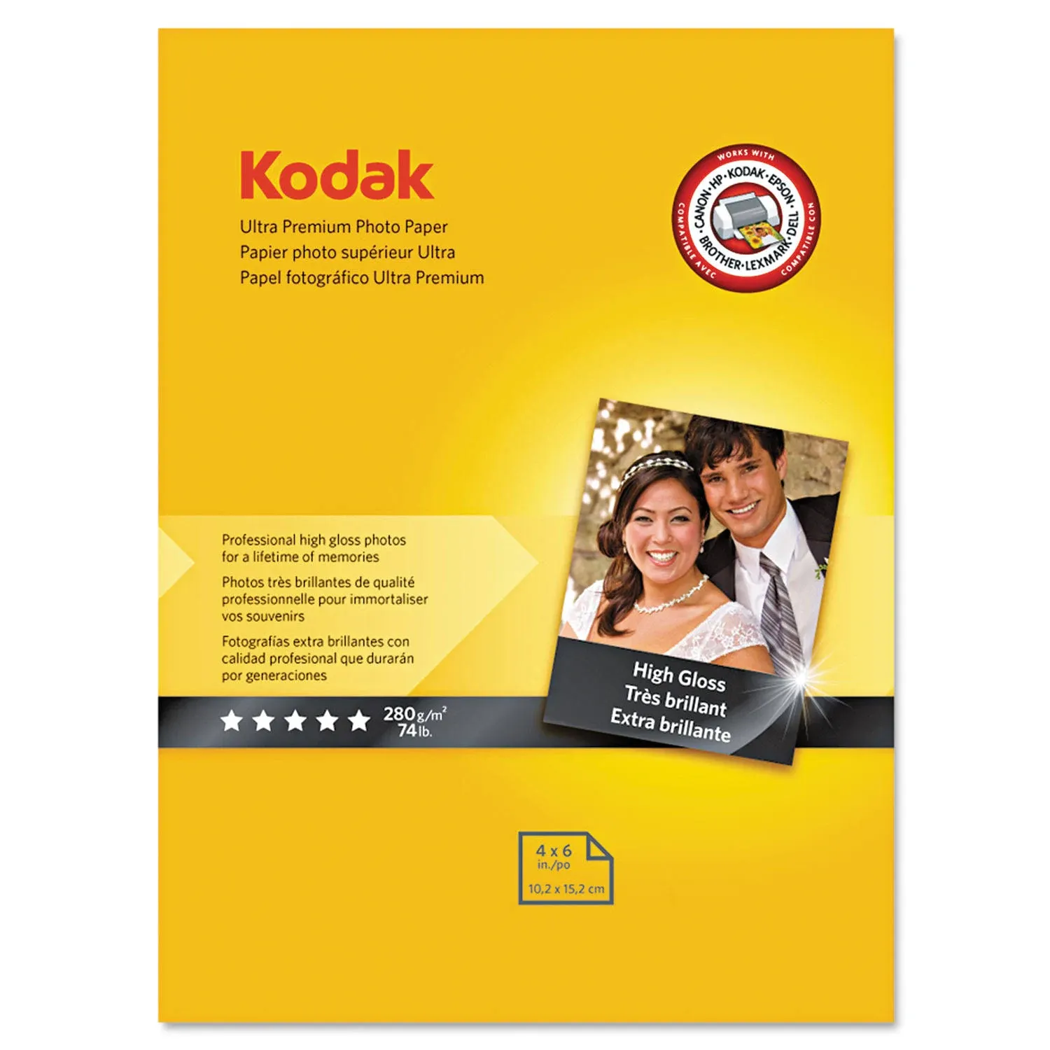 Kodak Ultra Premium Photo Paper, 10 mil, 4 x 6, High-Gloss White, 20/Pack (KOD8777757)