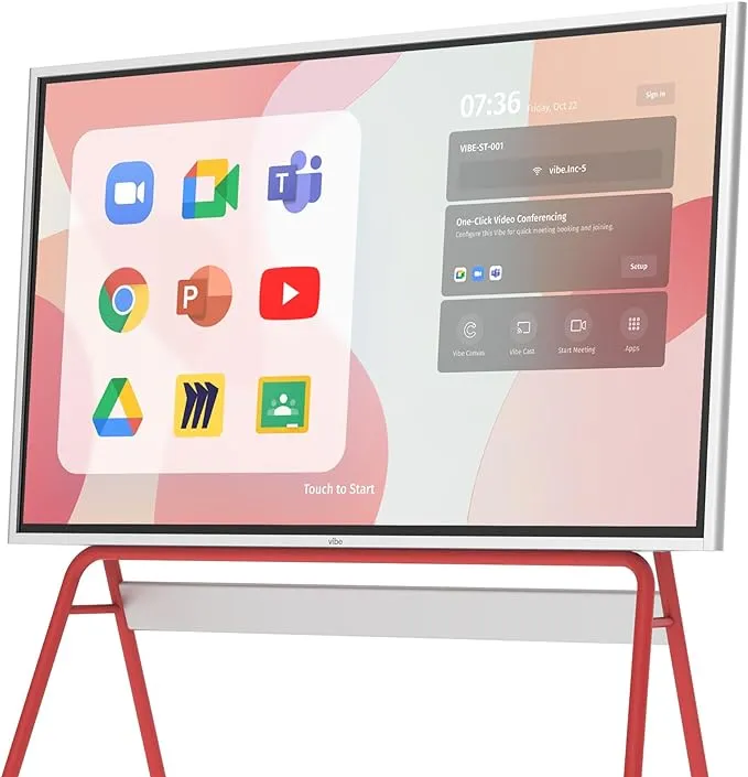 Vibe S1 4K UHD Smart Board, 55 Inch Digital Whiteboard for Office and Classroom, Electronic Presentation Meeting Device for Hybrid Work, Interative Touchscreen Display, Chrome OS and 250+ Free Apps