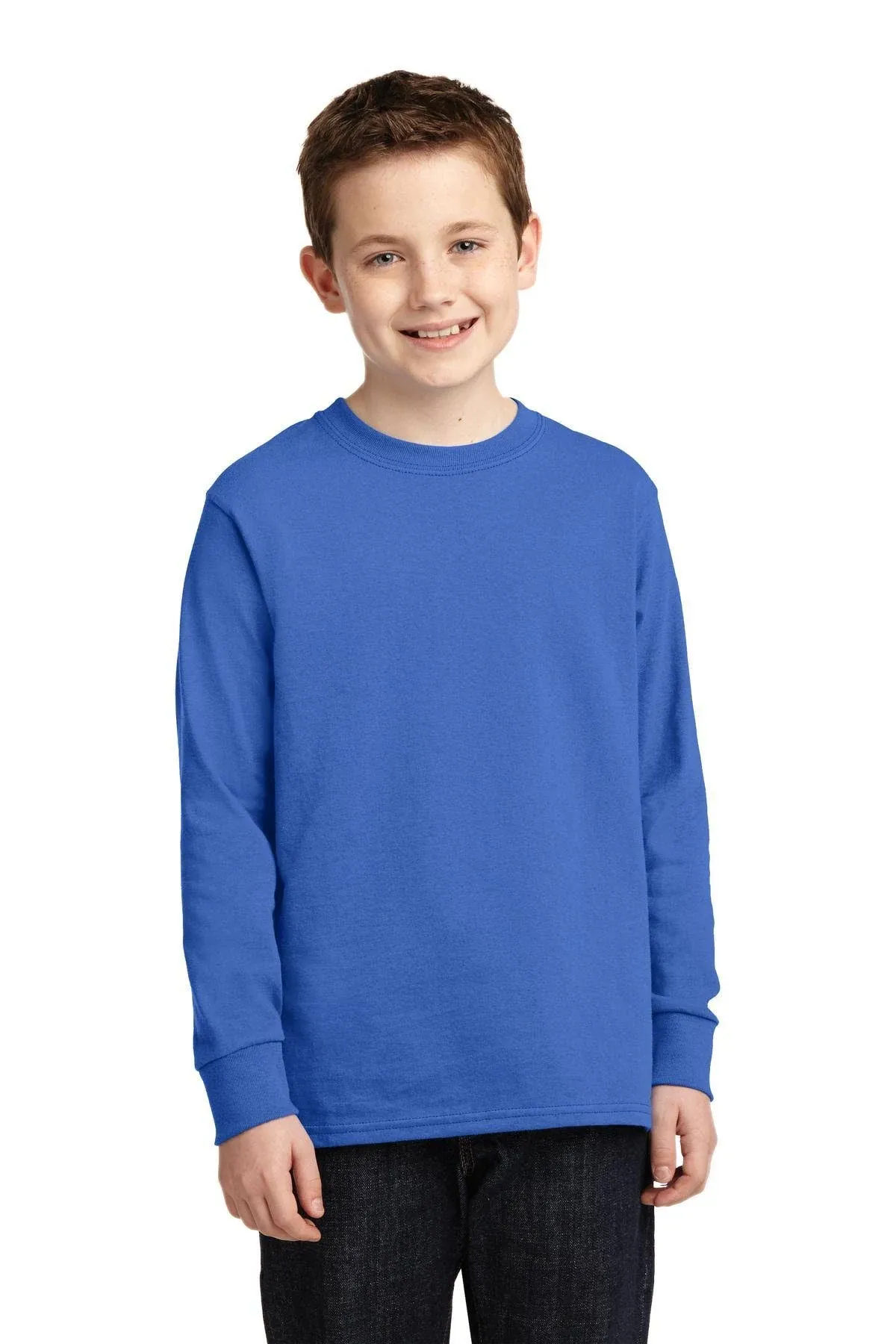 Port & Company Youth Long Sleeve Core Cotton Tee. PC54YLS Royal