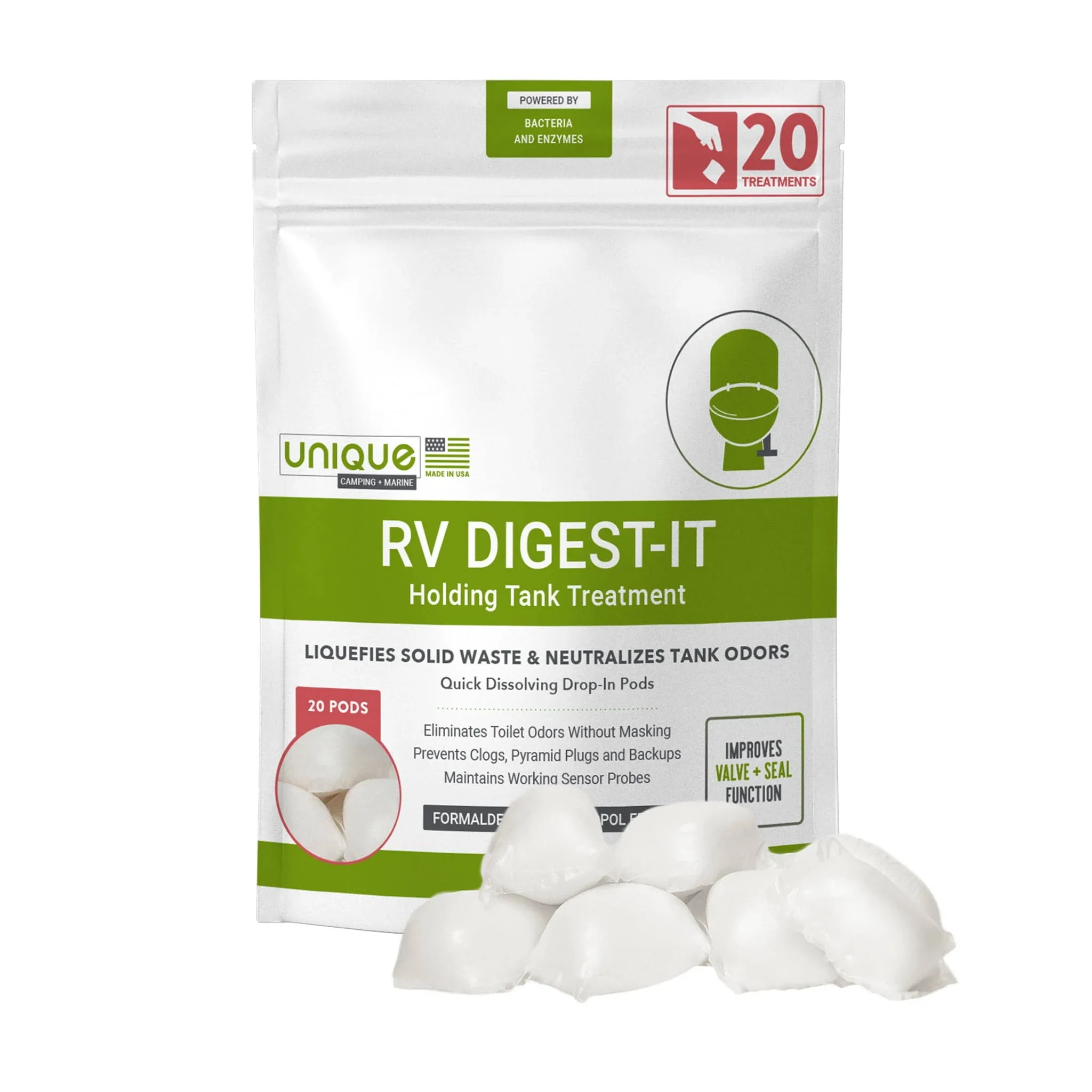 Unique 20 Pack RV Digest-It Holding Tank Treatment Drop-In Pod