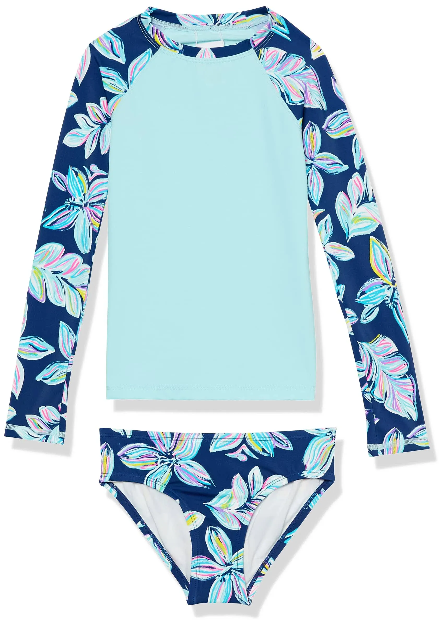 Kanu Surf Girls Long Sleeve Rashguard Two Piece Swim Set