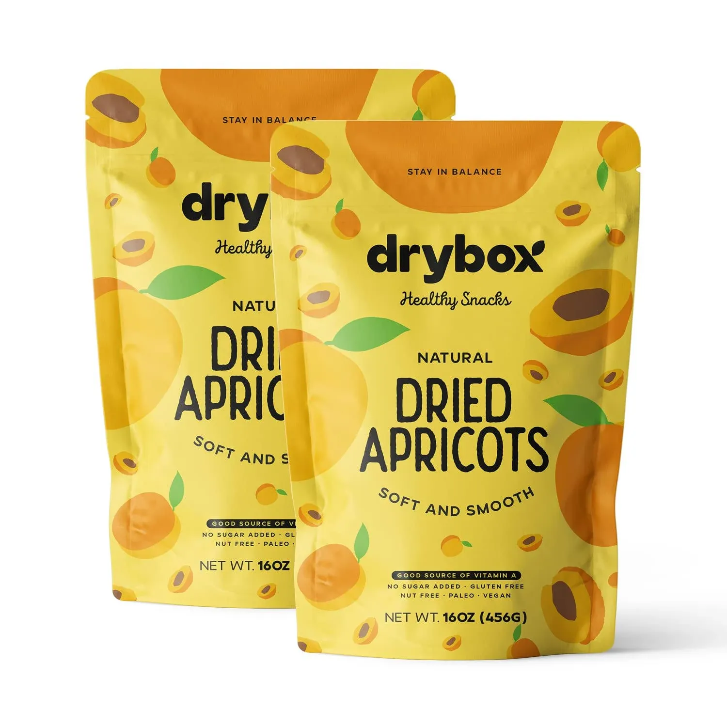 Drybox Dried Turkish Apricots No Sugar Added 2 Pack, Unsweetened Non-GMO | Dry Apricot Snacks | All Natural Mediterranean Dried Fruit Resealable 1