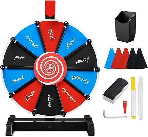 WinSpin 12" Tabletop DIY Color Prize Wheel 10 Slot Editable Spin Game Trade Show