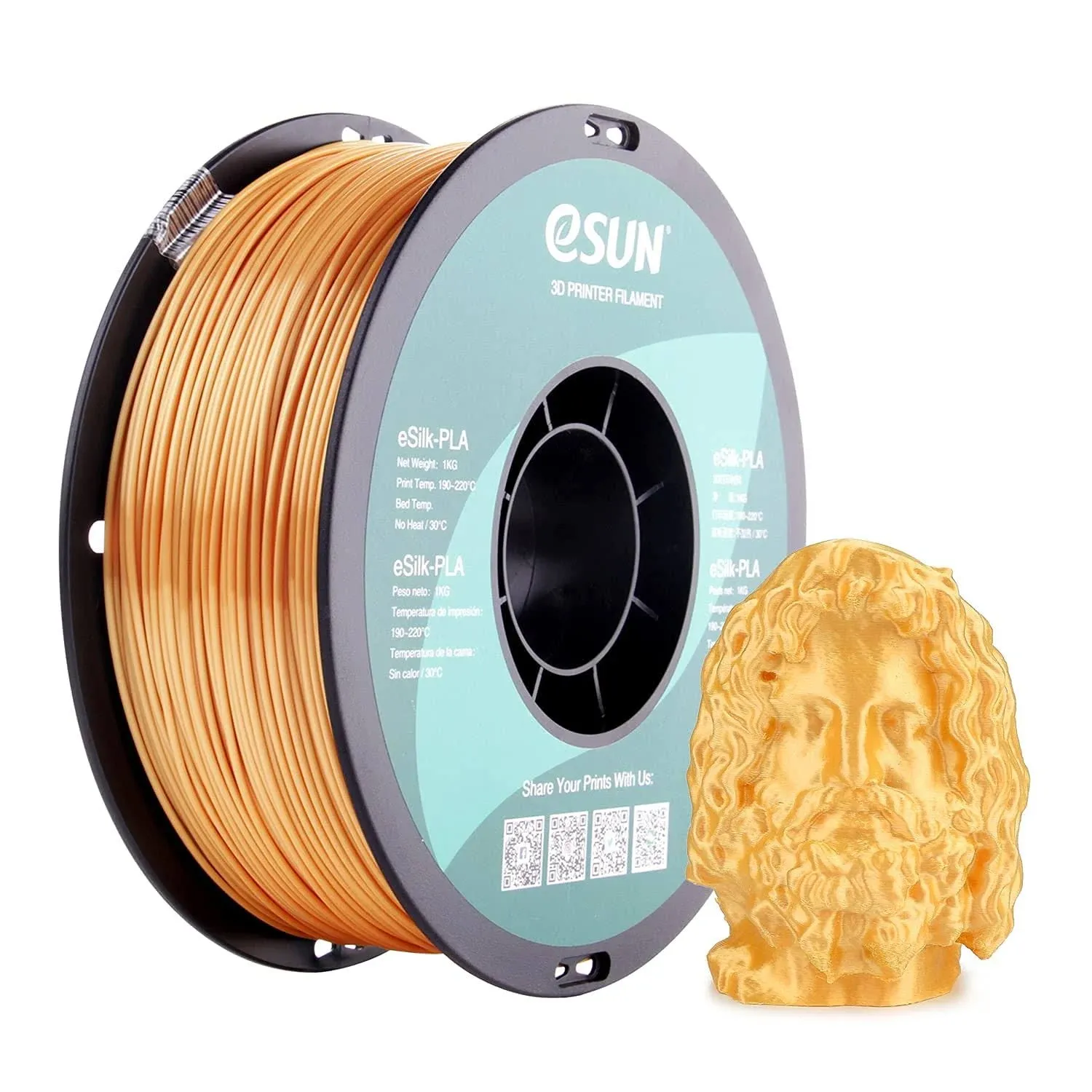 eSilk 1.75mm PLA Gold Filament - 1kg Spool